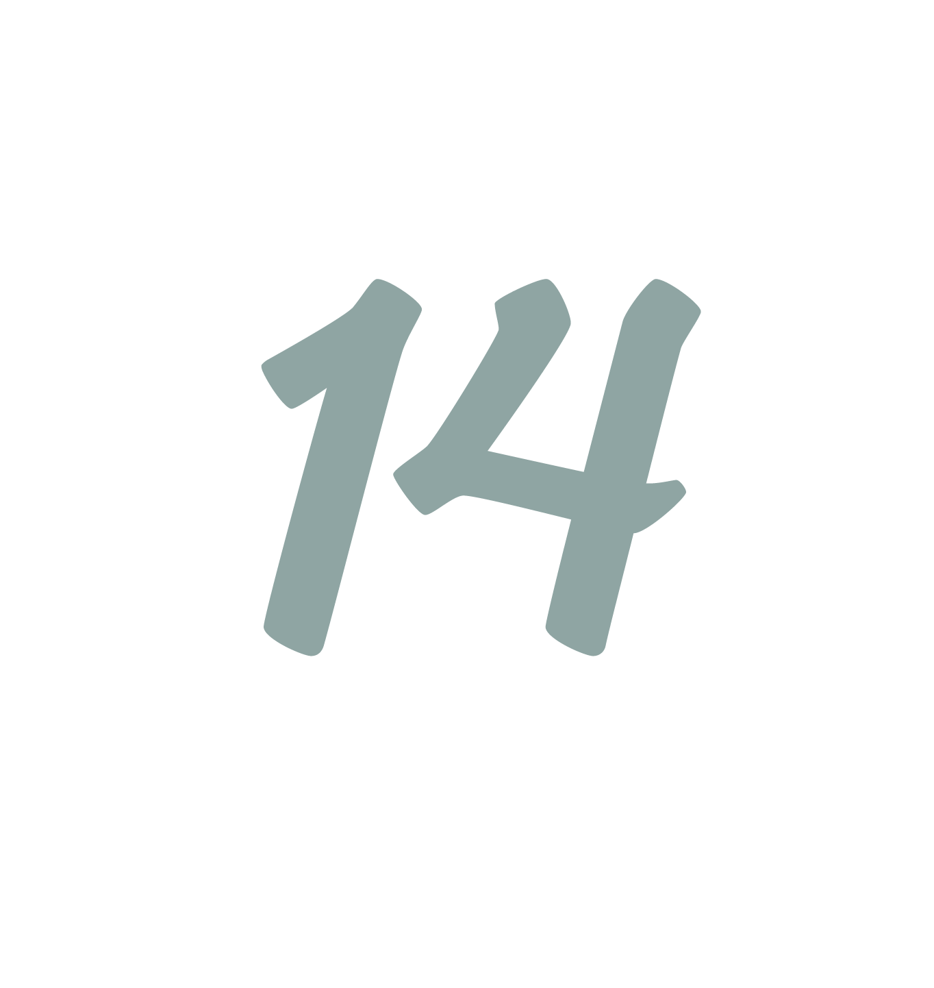 Die Zahl "14" in grau, The number "14" in grey